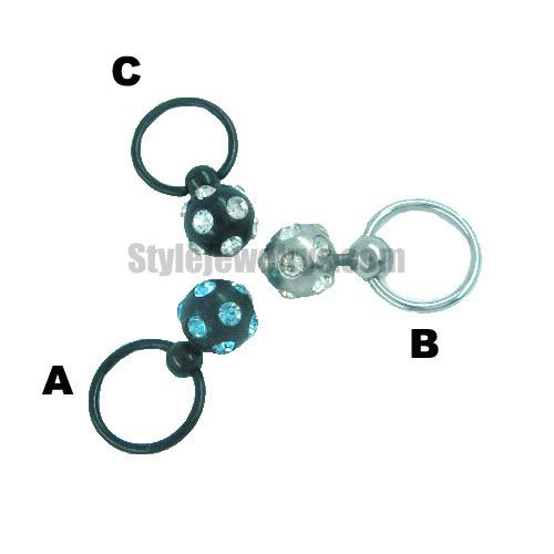 Body jewelry Nose Rings Ball inlaid small diamond nose stud stainless steel jewelry SYB330010 - Click Image to Close